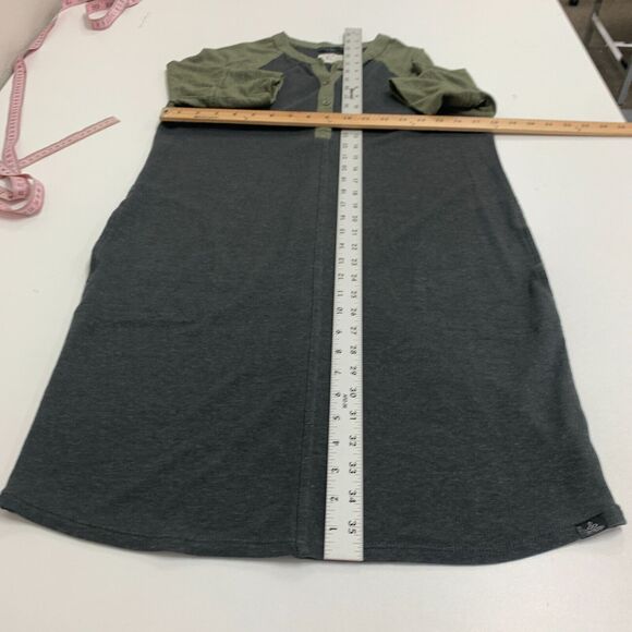 Prana Henley Raglan Dress Womens S Small Grey Cozy Up Jersey Knit Mid Sleeve - Picture 8 of 16